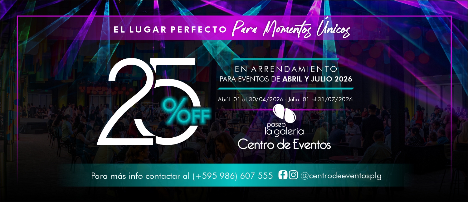 🎉 25% OFF en el arrendamiento de salones 🎉